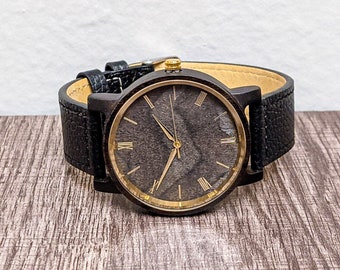 Personalized Men's Leather Wood Watch, Engraved Natural Timepiece, Unique Customized Wooden Wrist Watch, Man Watch, Handmade Wristwatch