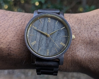 Montre en bois pour homme, montre-bracelet en bois personnalisée, pièce d'horlogerie unique faite main personnalisée