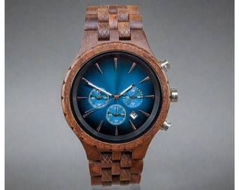 Heren gepersonaliseerd houten horloge | Gegraveerd houten horloge | Vaderdagcadeau voor papa | Cadeau voor echtgenoot | Cadeaus voor vriend