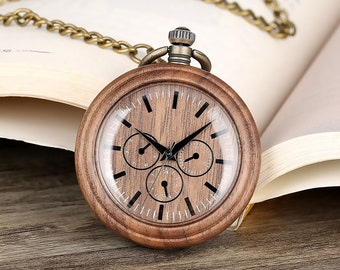 Personalized Wooden Pocket  Watch | Retirement Gift | Engraved Pocket Watch | Anniversary Gift For Husband