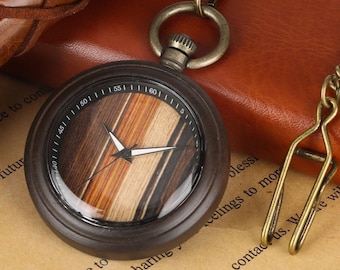 Men's Wooden Pocket Watch | Best Retirement Gift | Birthday Gift For Boyfriend | Anniversary Gift Husband | Gift For Dad