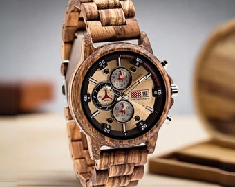 Personalized Men's Wood Watch, Unique Handmade Wooden Wrist Watch, Elegant Stylish Timepiece, Custom Handmade Watch, Unique Engraved Watch