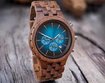 Montre en bois personnalisée pour homme, montre-bracelet gravée, cadeau fête des pères, cadeau d'anniversaire, cadeau de remise des diplômes