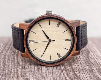 Engraved Wooden Watches For Men | Anniversary Gift For Him | Men's Wood Watch