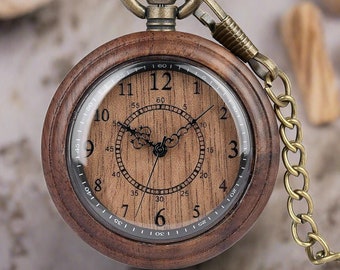 Wooden Pocket Watch For Men | Best Retirement Gift | Birthday Gift For Him | Anniversary Gift Husband