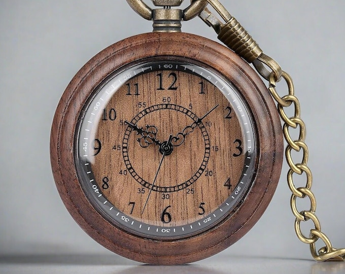 Engraved Wooden Pocket Watch: Personalized Eco-Friendly Timepiece