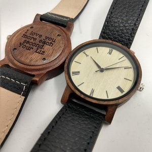 Men's Wood Watch Engraved Wooden Watches Father's Day Gift Personalized Gift for Boyfriend 5th Anniversary Gift for Husband image 4