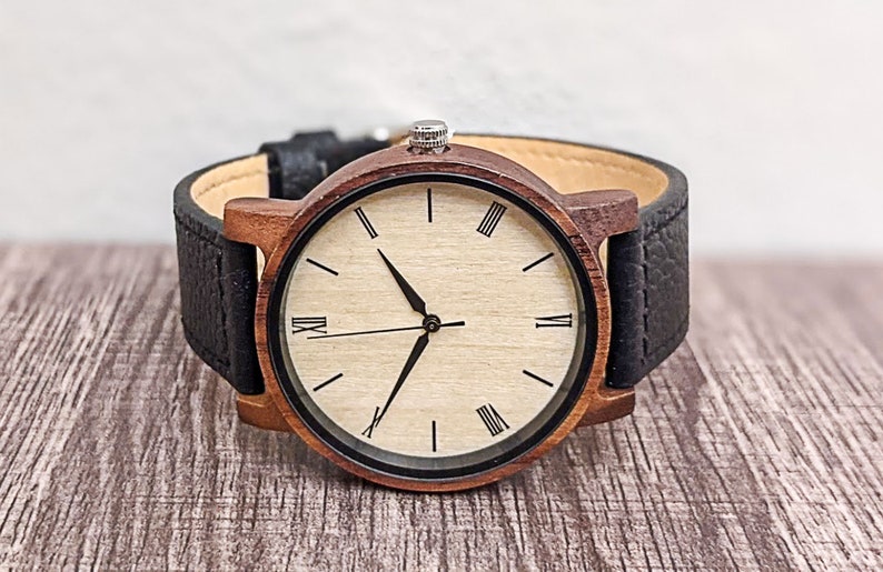 Men's Wood Watch Engraved Wooden Watches Father's Day Gift Personalized Gift for Boyfriend 5th Anniversary Gift for Husband image 3