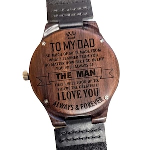 Orologio a mio padre, regalo di compleanno, orologio in legno da uomo, orologio in legno inciso regalo per papà