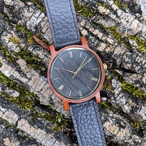 wood watch leather band lifestyle image