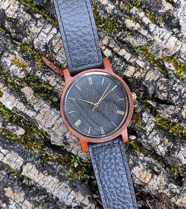 wood watch leather band lifestyle image