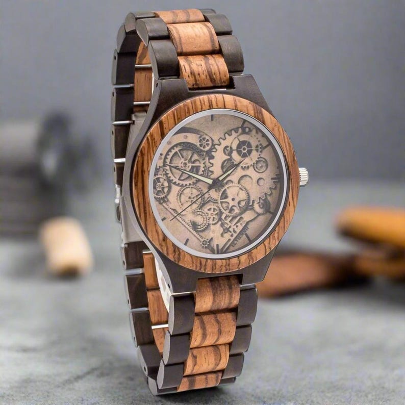 Personalized Photo Watch, Photo Engraved Wooden Watch, Father's Day Gift for Husband, Wood Watch Men, Picture Watch, Birthday Gift For Him