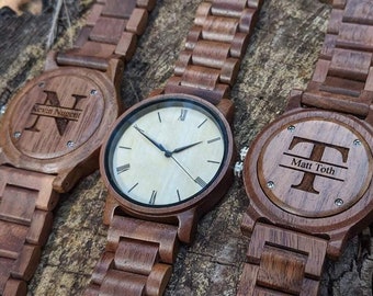 Men's Wrist Watches, Personalized Groomsmen Wooden Watches, Groomsman Gift Watch, Engraved Wood Timepiece, Wedding Gift Idea