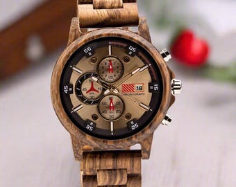 Christmas Gift| Modern Minimalist Wooden Watches | Engraved Men's wood watch | Personalized Watch |  Birthday Gift | Gift For Husband