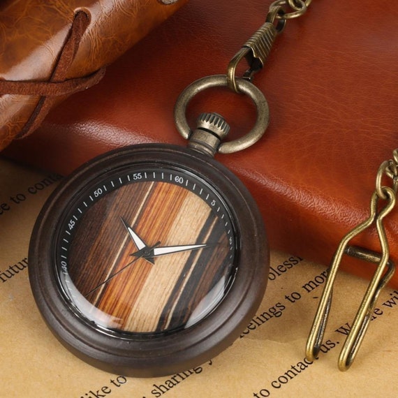 Men's Wooden Pocket Watch: Engraved Retirement Gift