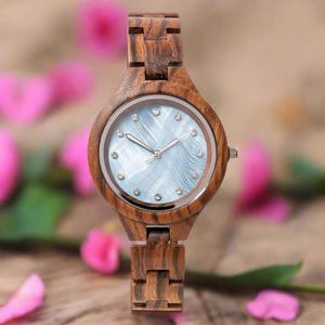 Engraved Wood Watch, Valentine&#39;s Gift For Wife, Women&#39;s Wooden Watch, Personalized Gifts for Her