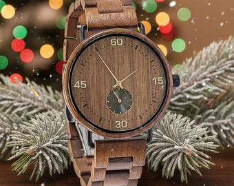 Weihnachtsgeschenk, Holzuhr für Herren, Geschenk für den Ehemann, Holzuhr mit Gravur