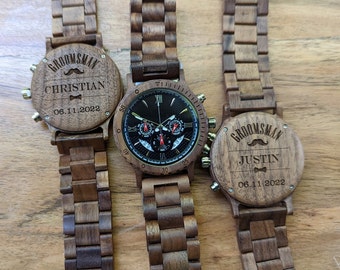 Personalized Wood Watch: Engraved Groomsmen Gift Set