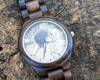 Personalized Fathers Day Gift | Custom Wood Watch | Gift For Dad  | Picture Watch | Gift For Husband | Engraved Gift For Him | Custom Watch
