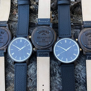 Groomsmen Watch Gift Set, Engraved  Wooden Watches for Groomsmen, Best Man and Groomsmen Wood Watch