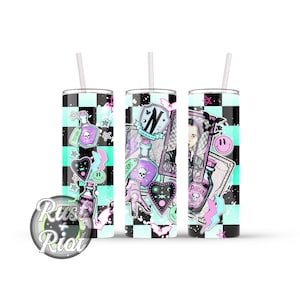 Wednesday Tumbler, Retro Halloween Tumbler, Pastel Goth, Pastel Halloween, Spooky Tumbler, Alt Girl Gift, Vintage Halloween, Spooky Girl Era