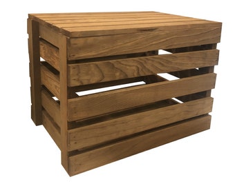 Large Wood Rustic Crate with lid stained with our signature method made in the Us by Mowoodwork