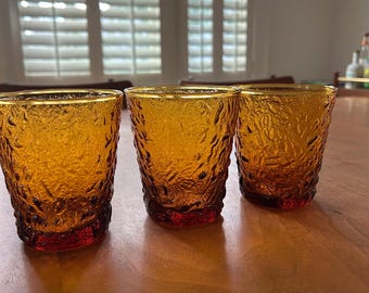 Anchor Hocking Lido Milano Juice Glass Honey Amber Low Ball Tumbler  Set Of  3