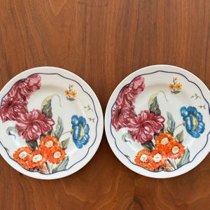 Anthropologie Vintage Flower Dessert Salad Plates 8” Set of 2