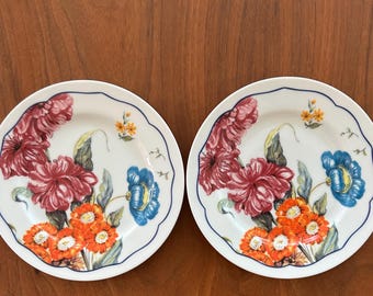 Anthropologie Salad Plates 8” Flower Dessert Plates Set of 2