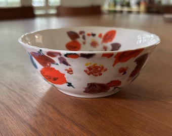 Anthropologie Bowl Avian Canopy Floral Indonesia Qty 1
