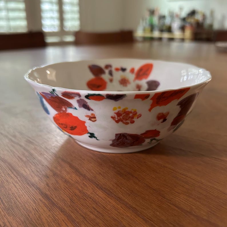 Anthropologie Avian Canopy Soup Salad Bowl Floral Indonesia Qty 1