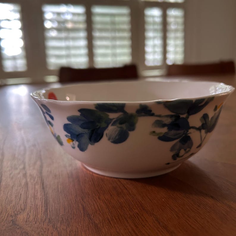 Anthropologie Avian Canopy Soup Salad Bowl Floral Indonesia Qty 1