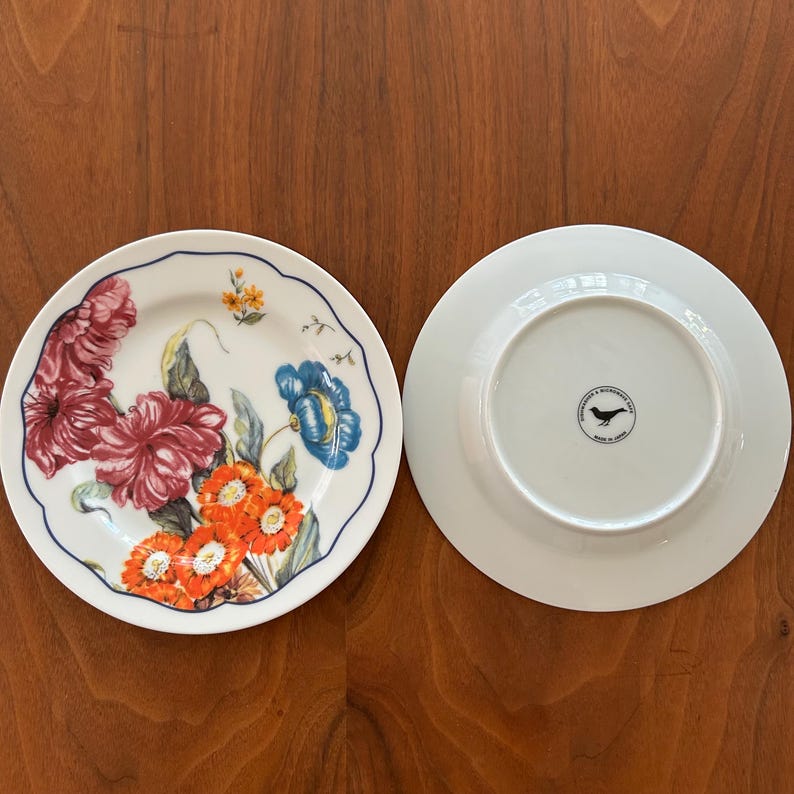 Anthropologie Salad Plates 8” Flower Dessert Plates Set of 2 afbeelding 3