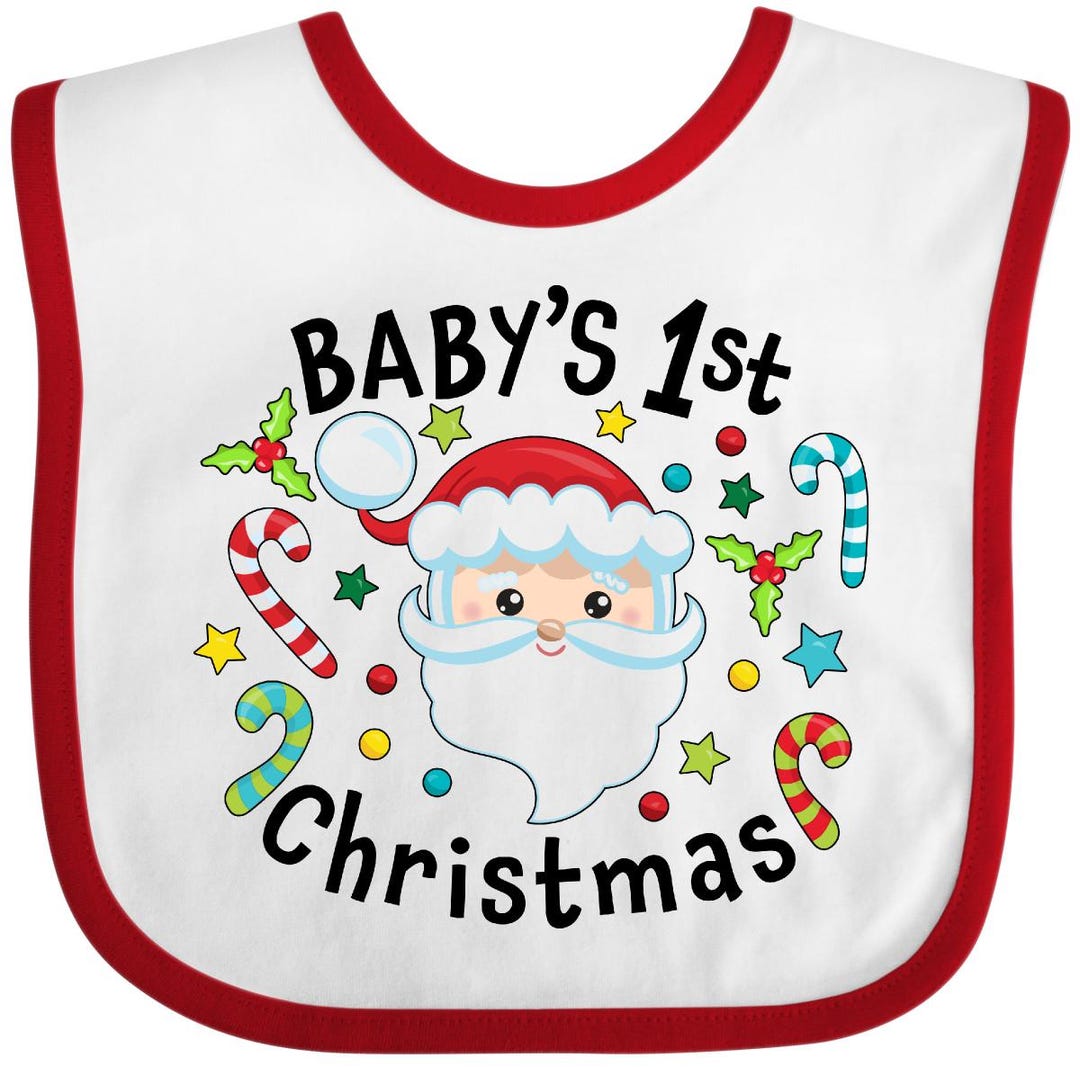Baby's 1st Christmas Santa With Candy Canes Baby Bib by Inktastic - Etsy