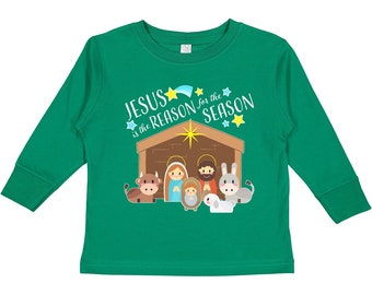 Jesus is the Reason for the Season Christmas Nativity Toddler Long Sleeve Tee by Inktastic