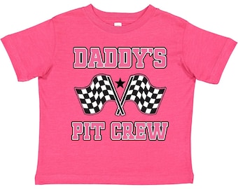 Camiseta para niño con diseño de equipo de boxes de papá y banderas a cuadros de Inktastic