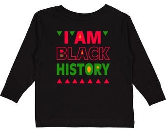 Camiseta de manga larga para niño "Soy historia negra" de Inktastic