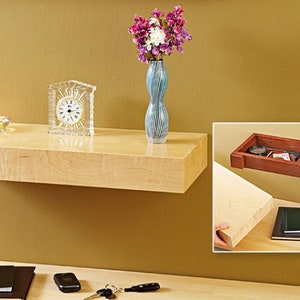 Floating Shelf with Hidden Compartment: Oak or Maple