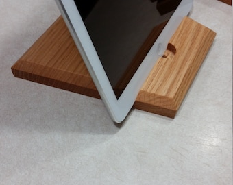 iPad Stand Wooden Tablet Stand Solid Hardwood - Charging Docking Station