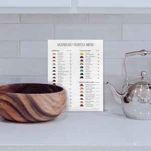 Nespresso VERTUO Capsule Menu • Coffee List • Digital Download File