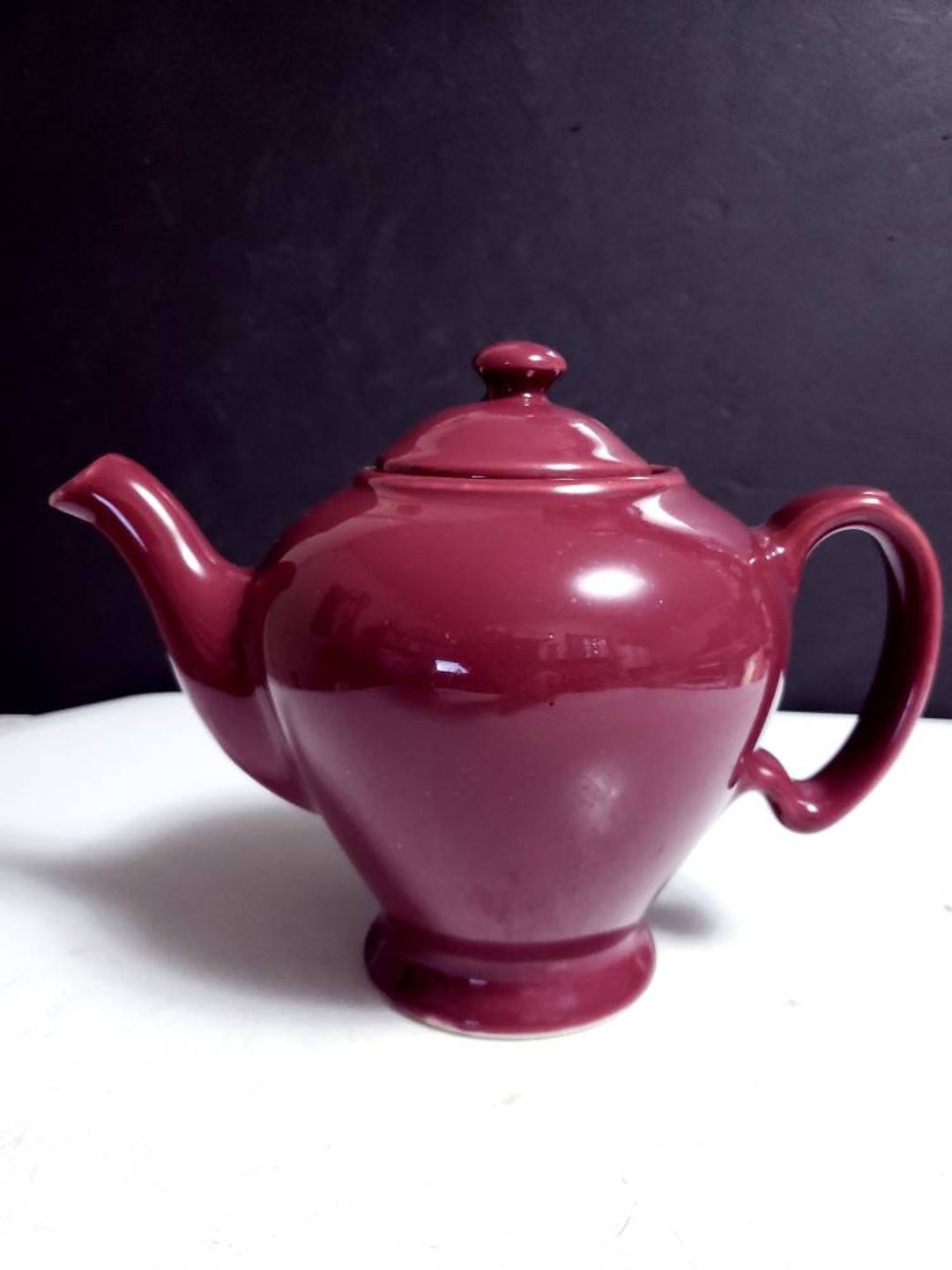 Vintage Mccormick Tea by Hall Maroon Burgundy 3 Cup Teapot With Lid