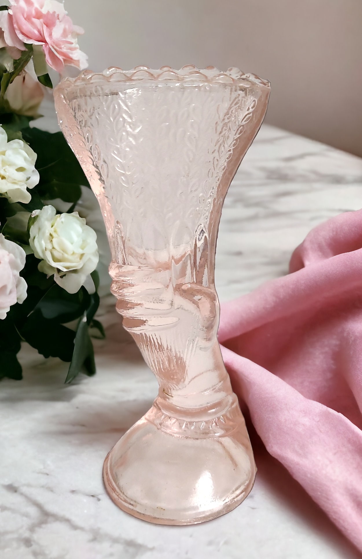 ART DECO Style ガラス 金属 花瓶　Vintage Art Deco Glass Vase - Etsy