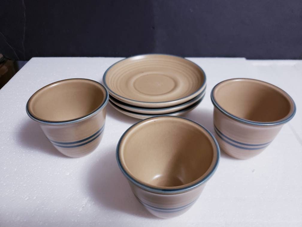 Vintage 6 Piece Set of Pfaltzgraff Stoneware USA FOLK ART