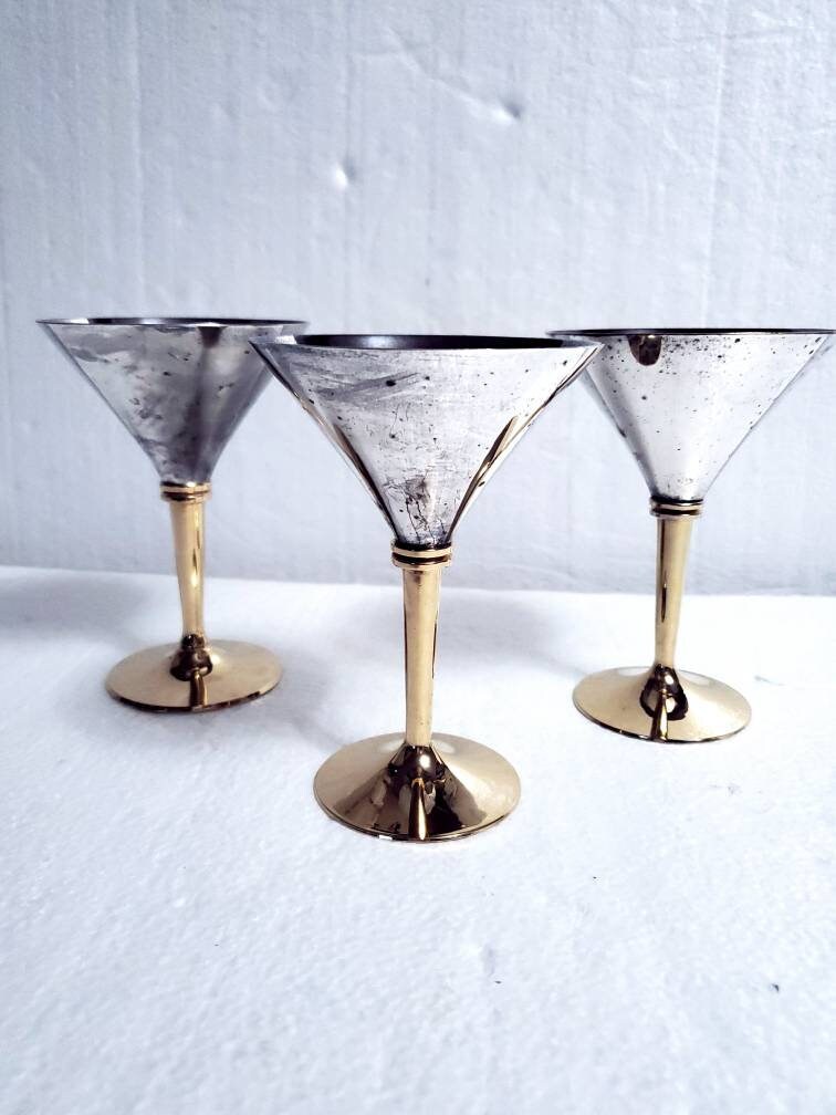 Set of 3 MCM Swedish Scandia Present Silverplate & Brass 3