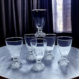 Vintage Set of 6 Mid-Century Anchor Hocking Crystal BOOPIE/BERWICK 4.5&quot; Juice/Wine Glasses ca. 1950s-1970s