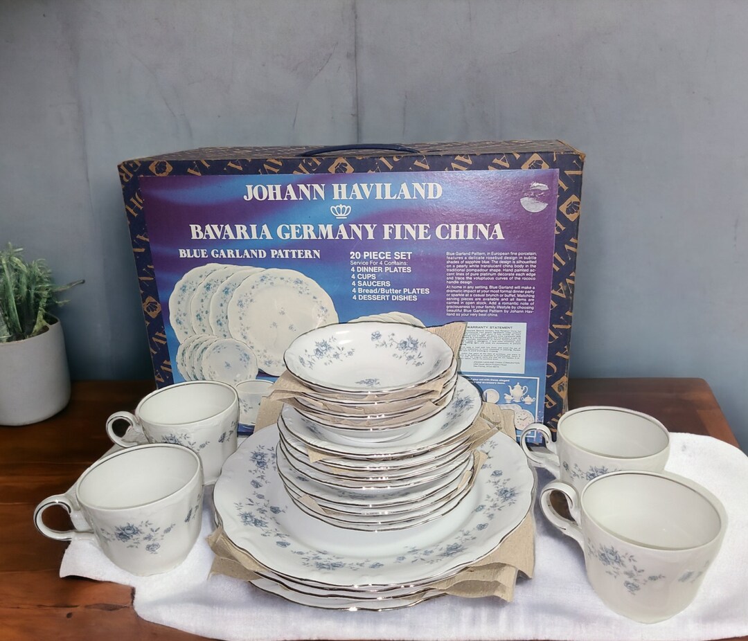 Vintage 20 Piece Johann HAVILAND Bavaria Germany BLUE GARLAND Etsy