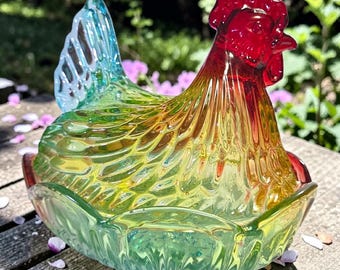 Vintage RARE!!! Carnival Lime Green Indiana Hen on the Nest - Etsy