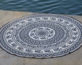 Indian Mandala Roundie Beach Throw Tapestry,Tablecloth Beach Towel, Meditation Yoga Mat With Wooden Beeded Lace Edge & Beautiful Carry Bag