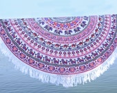 Tiro de Redondo Beach borla de Mandala, flecos Hippie Boho gitano mantel de algodón, toalla de playa, meditación Yoga Mat con bolsa de hermosa