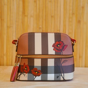 Plaid Floral Poppy Purse